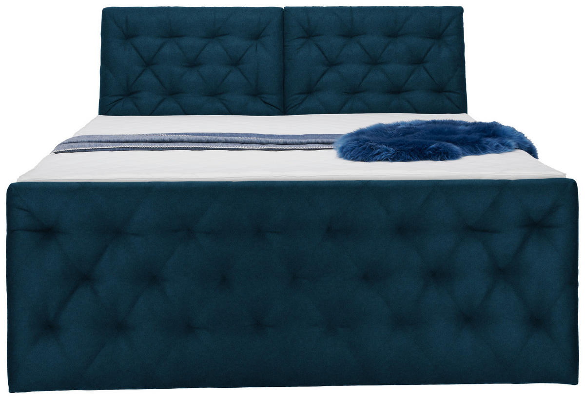 BOXSPRINGBETT 180/200 cm  in Dunkelblau  - Schwarz/Dunkelblau, Konventionell, Kunststoff/Textil (180/200cm) - Carryhome