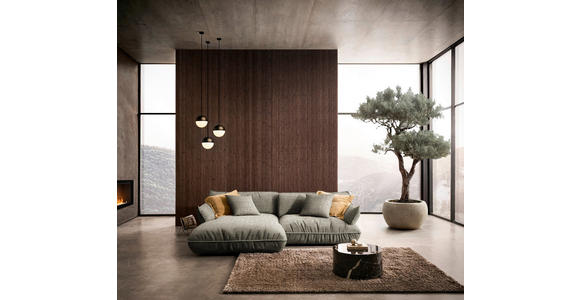 ECKSOFA  in Flachgewebe Naturfarben  185/264 cm  - Schwarz/Naturfarben, Design, Kunststoff/Textil (185/264cm) - Belluti