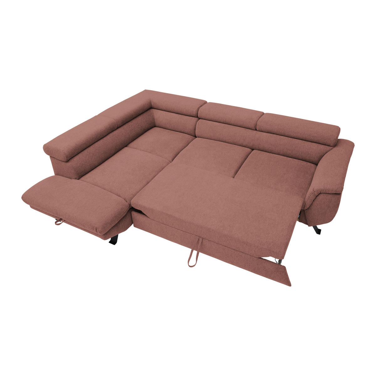 HÖRNSOFFA i vävt tyg korall  - svart/korall, Modern, metall/textil (198/257cm) - MID.YOU