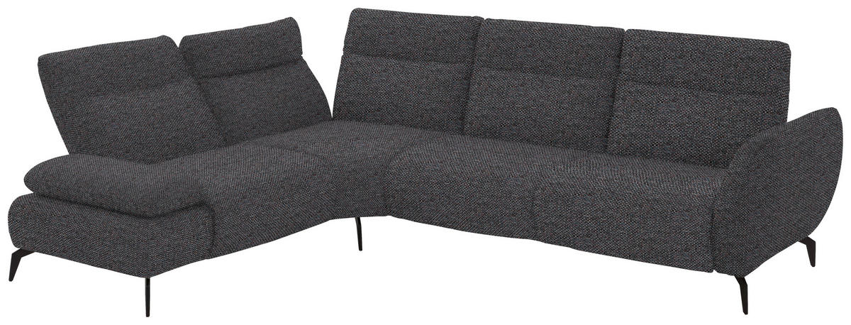 ECKSOFA in Webstoff Dunkelgrau  - Dunkelgrau/Schwarz, Design, Textil/Metall (223/290cm) - Moderano