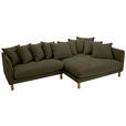 ECKSOFA  in Chenille Dunkelgrün  276/162 cm  - Dunkelgrün/Buchefarben, KONVENTIONELL, Holz/Textil (276/162cm) - Carryhome