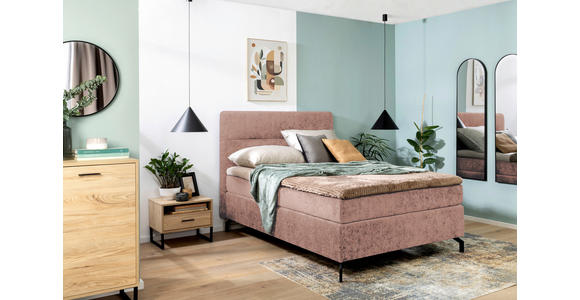 BOXSPRINGBETT 140/200 cm  in Rosa  - Schwarz/Rosa, Design, Textil/Metall (140/200cm) - Esposa