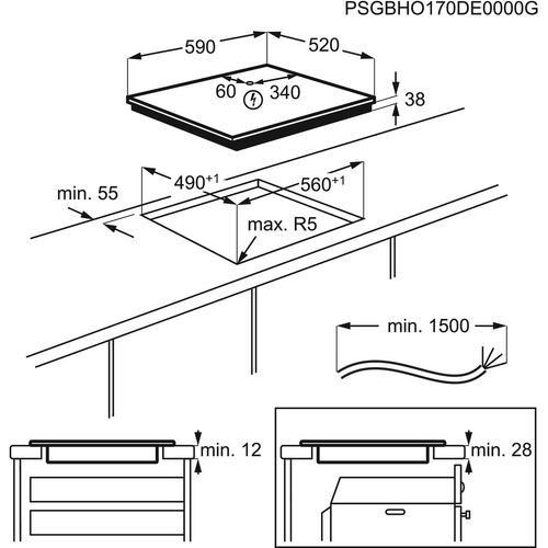 PLOČA EHF6241FOK - crna, Design, staklo (60/3,8/52cm) - Electrolux