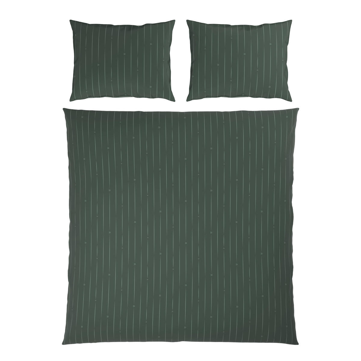 BETTWÄSCHESET STRIPES DK Satin 200/210 cm  65 cm/100 cm  - Grün, Design, Textil (200/210cm) - Dieter Knoll