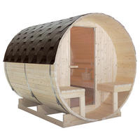 SAUNAFASS für 4 Personen Bergen  - Fichtefarben, KONVENTIONELL, Glas/Holz (194,8/220/191,5cm) - Sanotechnik