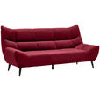 3-SITZER-SOFA in Mikrofaser Rot  - Rot/Schwarz, Design, Textil/Metall (224/106/101cm) - Xora