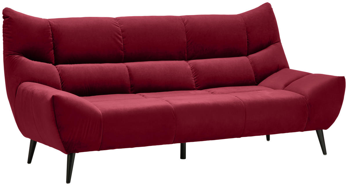 3-SITZER-SOFA in Mikrofaser Rot  - Rot/Schwarz, Design, Textil/Metall (22/106/99cm) - Xora