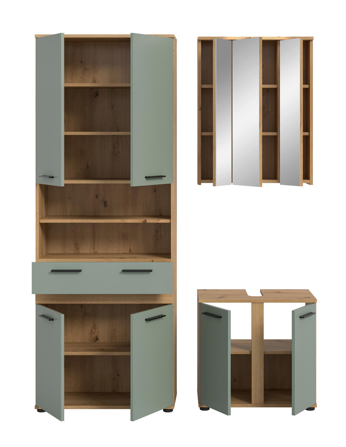 BADRUM 145 cm  - svart/ek Artisan, Trend, trämaterial/glas (145cm) - MID.YOU