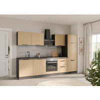 KÜCHENLEERBLOCK 300 cm   in Graphitfarben, Eichefarben  - Eichefarben/Schwarz, LIFESTYLE, Holzwerkstoff/Metall (300cm) - Held
