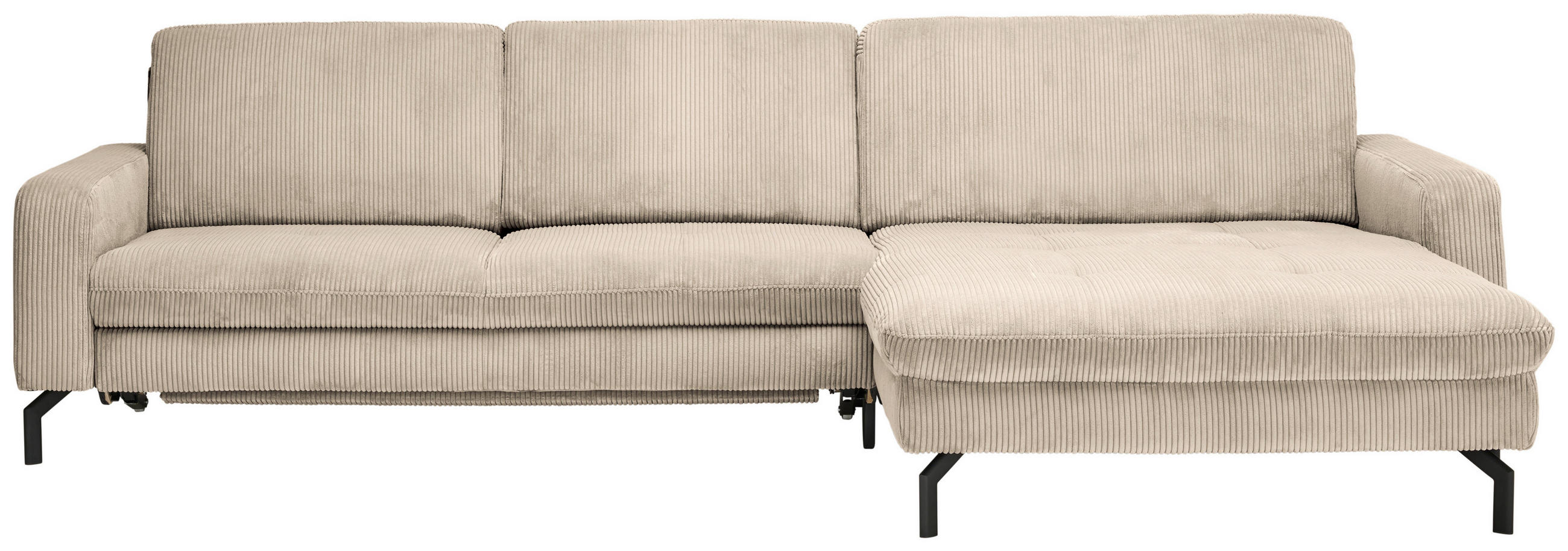 ECKSOFA in Cord Beige  - Beige/Schwarz, Design, Textil/Metall (302/178cm) - Beldomo Style
