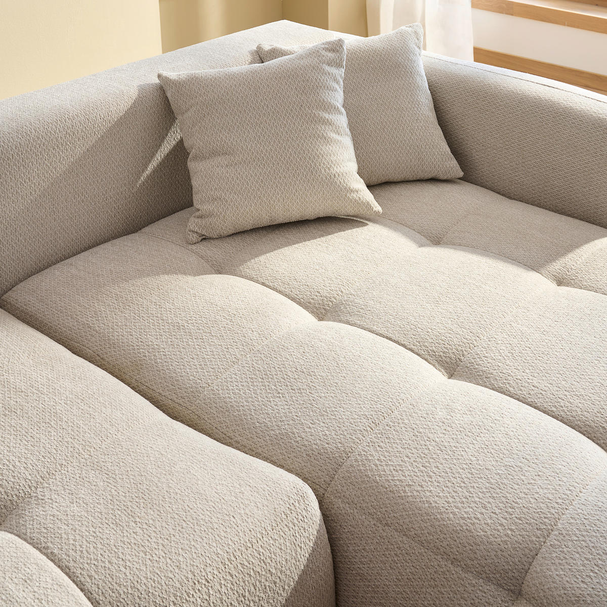 ECKSOFA in Chenille Hellgrau  - Hellgrau/Schwarz, Modern, Kunststoff/Textil (276/172cm) - Hom`in
