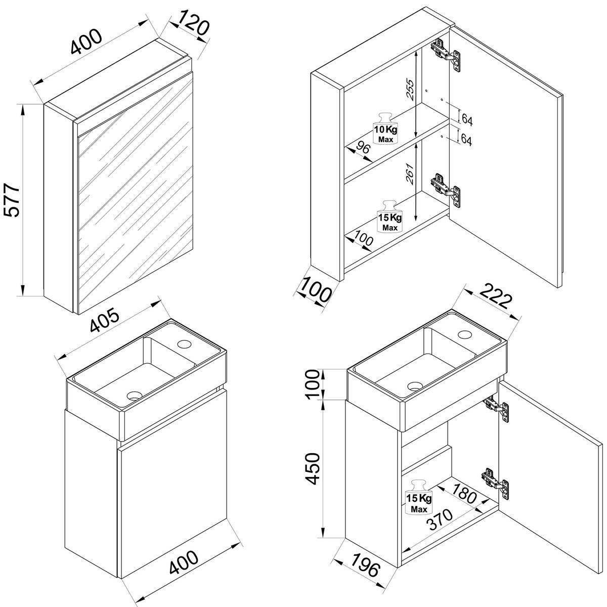  41 cm  - honungsek/antracit, Trend, trämaterial/keramik (41cm) - MID.YOU