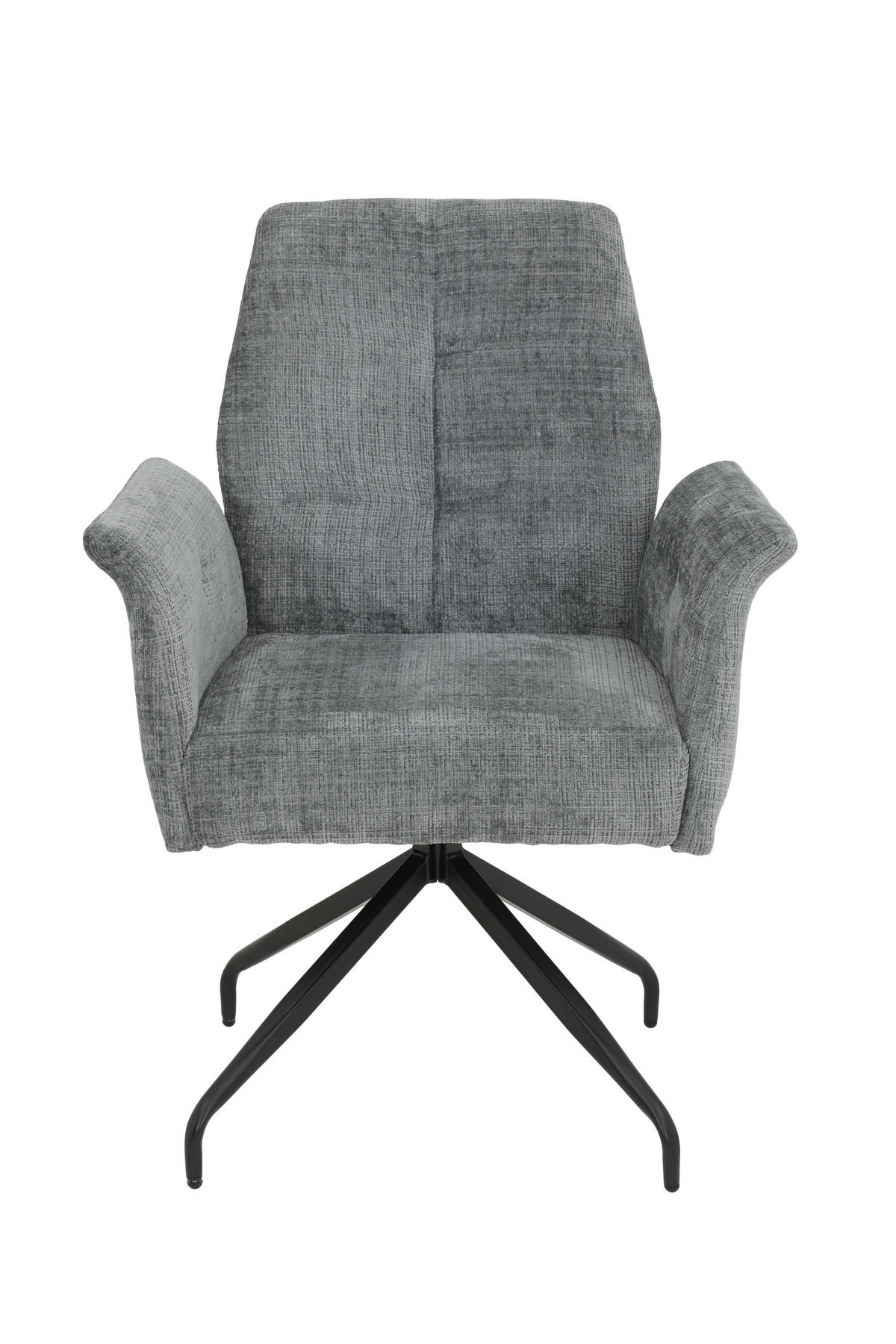 ARMLEHNSTUHL 1 Stück erweiterbar, Sitzfläche 360° drehbar, inklusive Armlehnen, ergonomische Rückenlehne, gepolsterte Armlehnen Webstoff, Mikrofaser  - Hellgrau/Schwarz, MODERN, Textil/Metall (71/93/68cm) - MID.YOU