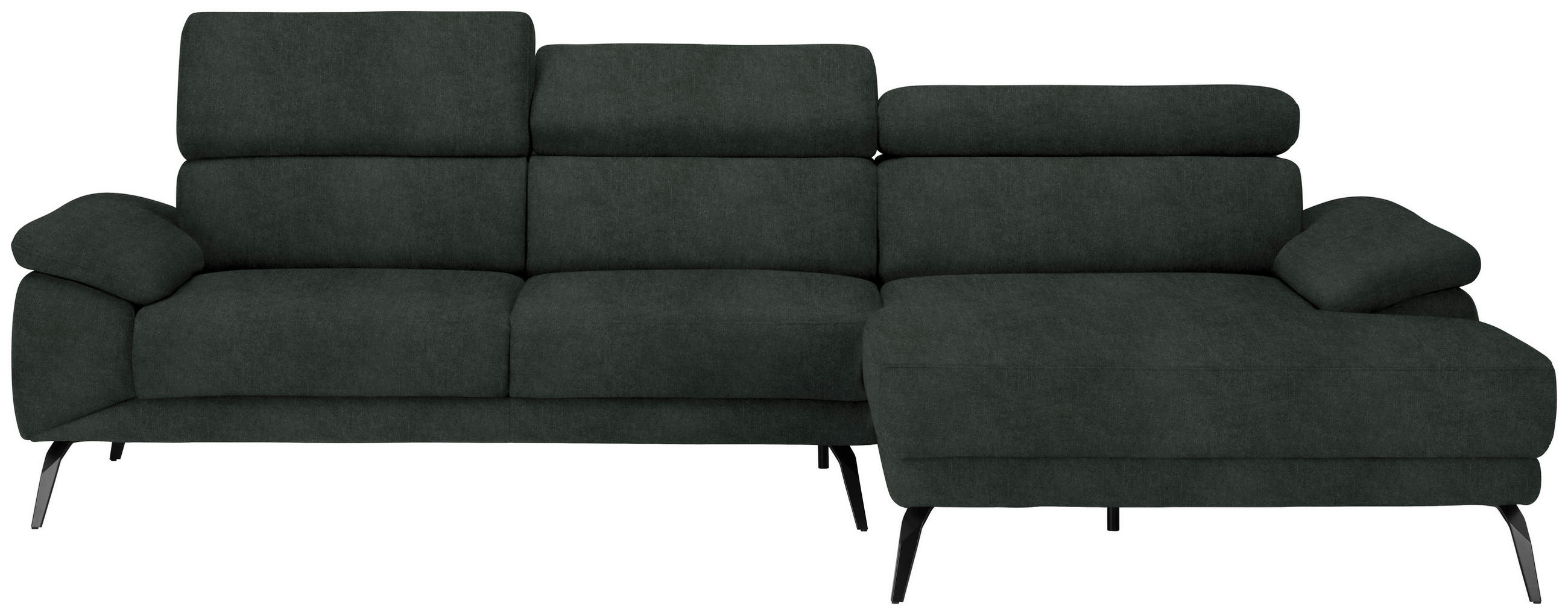 ECKSOFA in Velours Dunkelgrün  - Dunkelgrün/Schwarz, Design, Textil/Metall (295/187cm) - Novel