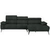 ECKSOFA in Velours Dunkelgrün  - Dunkelgrün/Schwarz, Design, Textil/Metall (295/187cm) - Novel