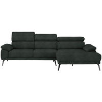 ECKSOFA in Velours Dunkelgrün  - Dunkelgrün/Schwarz, Design, Textil/Metall (295/187cm) - Novel