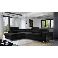 ECKSOFA  Schwarz Samt  - Silberfarben/Schwarz, Design, Textil/Metall (205/278cm) - MID.YOU