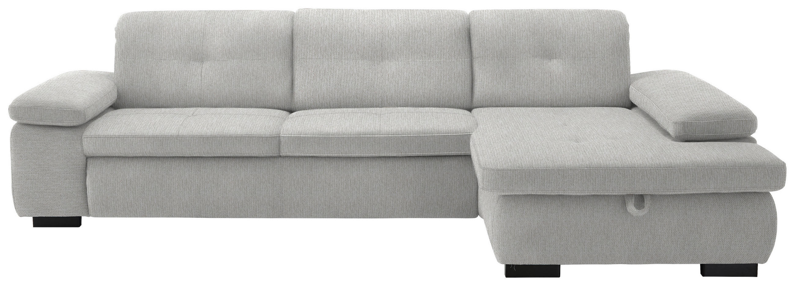 ECKSOFA in Flachgewebe Sandfarben  297/174 cm  - Sandfarben/Schwarz, Design, Textil/Metall (297/174cm) - Beldomo Style