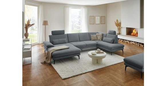 WOHNLANDSCHAFT  in Chenille, Flachgewebe Dunkelgrau  - Dunkelgrau/Schwarz, Design, Textil/Metall (180/344/208cm) - Dieter Knoll