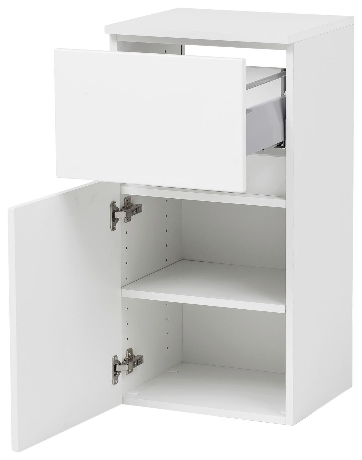 SPODNÁ SKRINKA, 40/79/35 cm - biela/strieborná, Konventionell, kompozitné drevo (40/79/35cm) - Held
