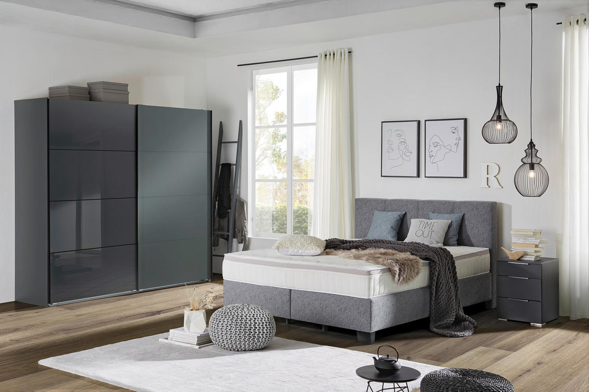POSTEL BOXSPRING, 120/200 cm, platinová - černá/platinová, Design, textil/plast (120/200cm) - Hom`in