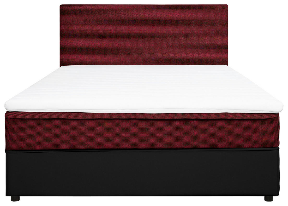 BOX-ÁGY 160/200 cm  piros, fekete  - fekete/piros, Konventionell, textil/fa (160/200cm) - Carryhome