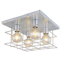 DECKENLEUCHTE    40/40/26 cm  - Zinkfarben, Design, Metall (40/40/26cm) - Globo