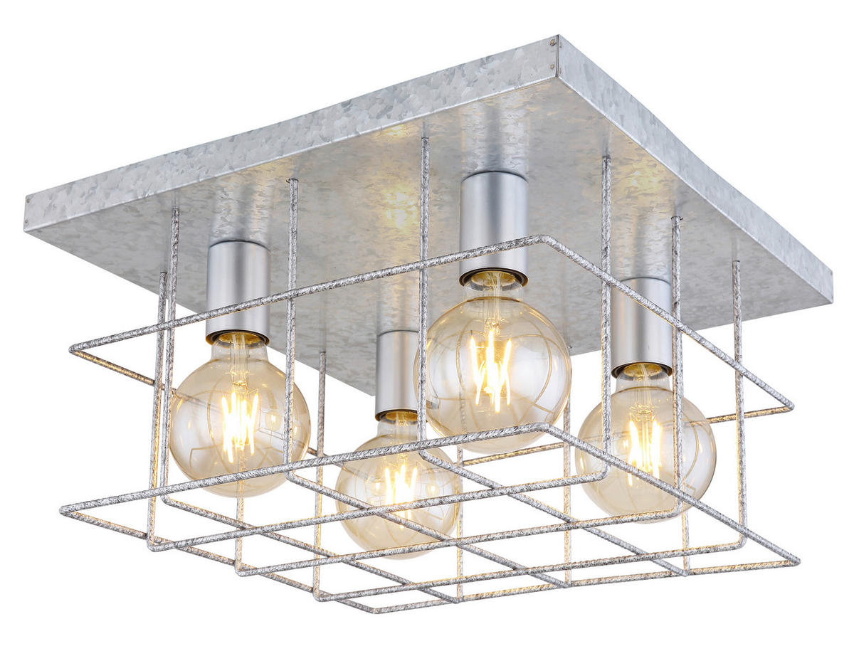 DECKENLEUCHTE    40/40/26 cm  - Zinkfarben, Design, Metall (40/40/26cm) - Globo