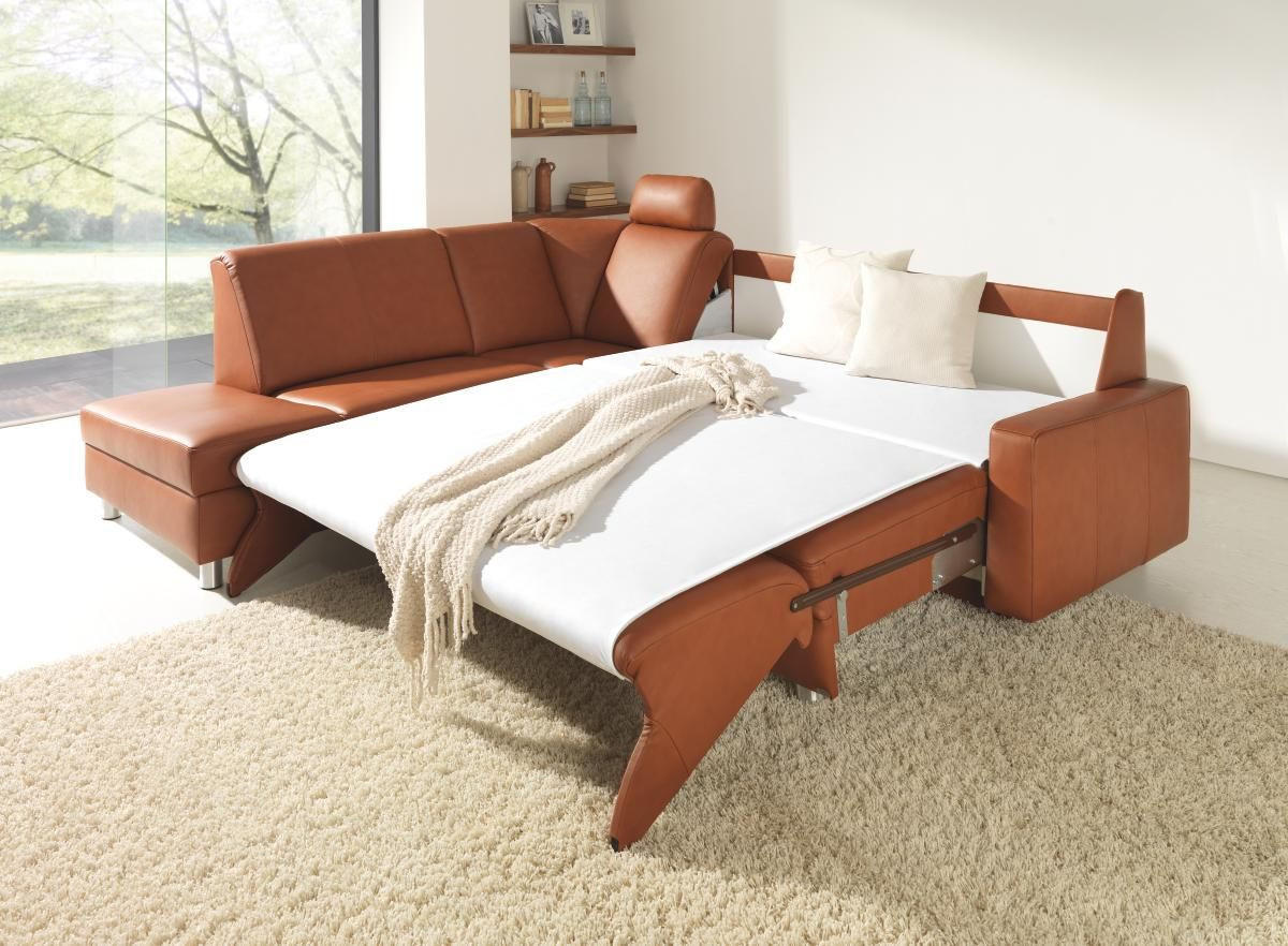 ECKSOFA in Echtleder Braun  217/268 cm  - Alufarben/Braun, KONVENTIONELL, Leder/Metall (217/268cm) - Sedda
