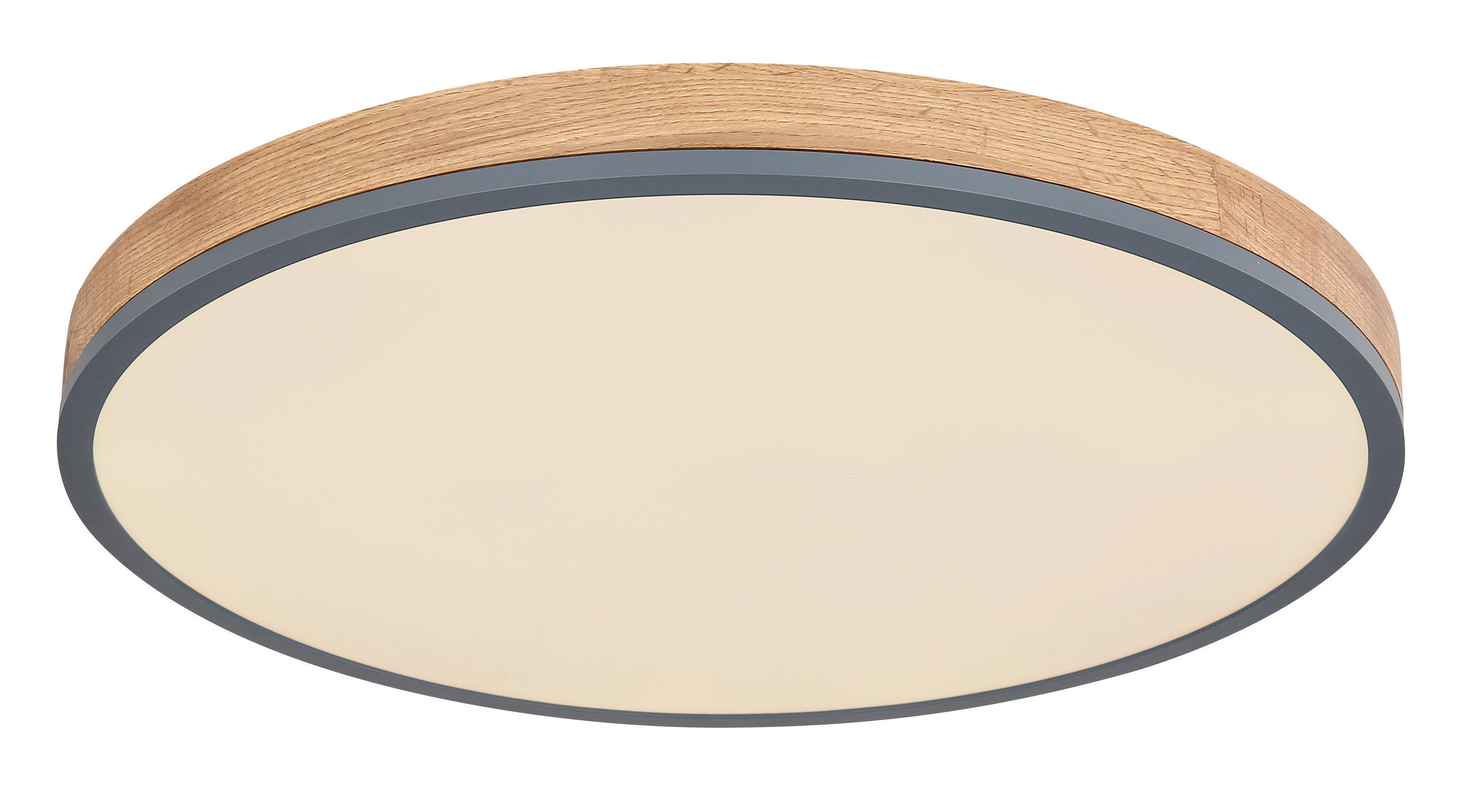 LED-DECKENLEUCHTE 40 W     - Opal/Graphitfarben, Natur, Holzwerkstoff/Kunststoff (60/8,5cm) - Globo