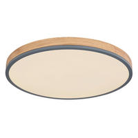 LED-DECKENLEUCHTE 40 W     - Opal/Graphitfarben, Natur, Holzwerkstoff/Kunststoff (60/8,5cm) - Globo