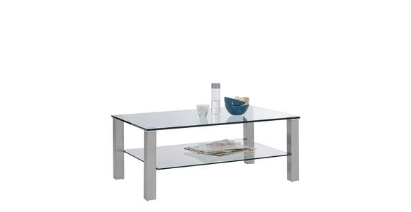 COUCHTISCH in Metall, Glas 110/70/43 cm - Edelstahlfarben, Design, Glas/Metall (110/70/43cm) - Cantus