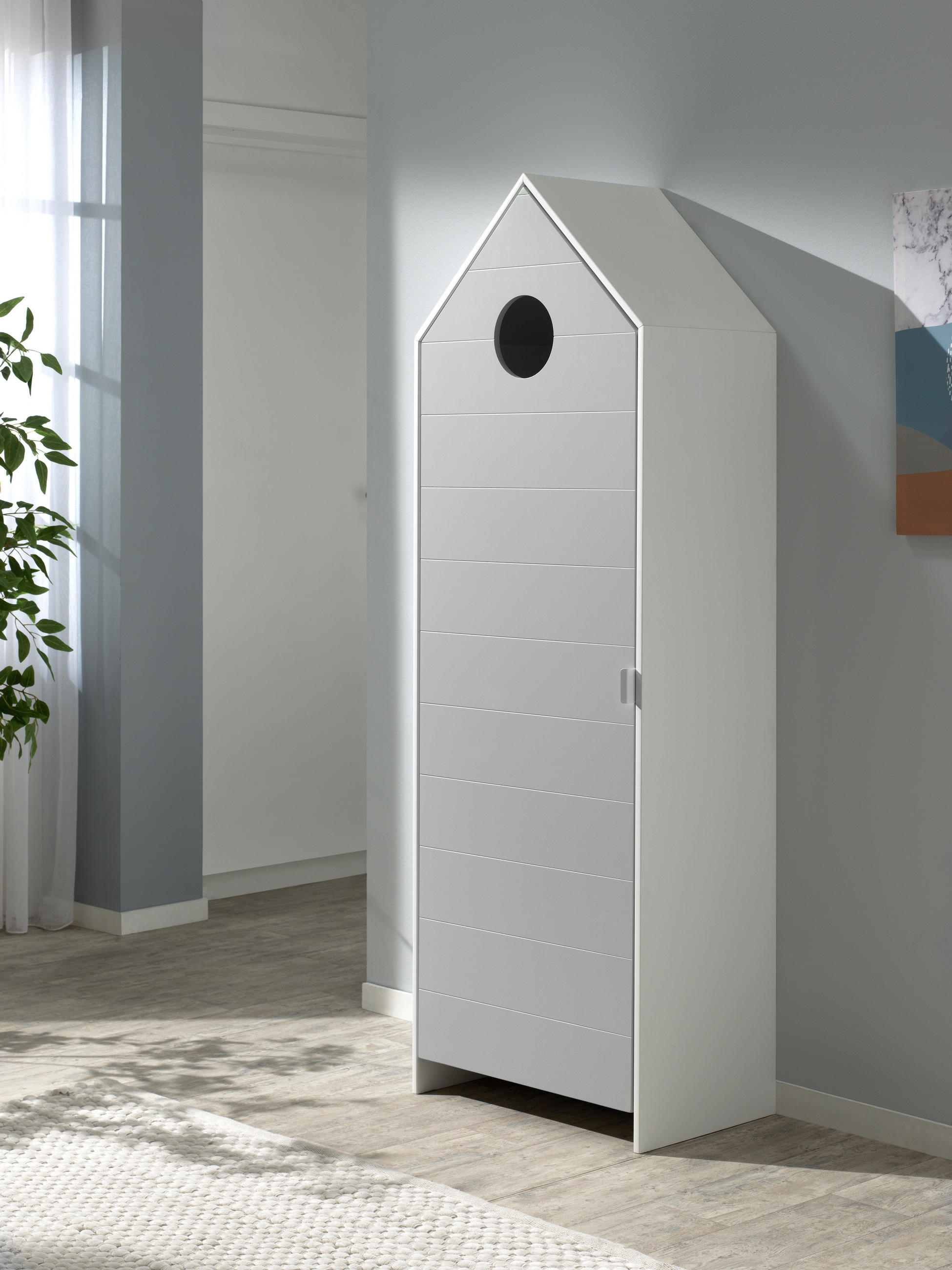  KINDERKLEIDERSCHRANK Weiß, Grau  - Weiß/Grau, MODERN, Holzwerkstoff (57,6/171,3/37cm) - MID.YOU