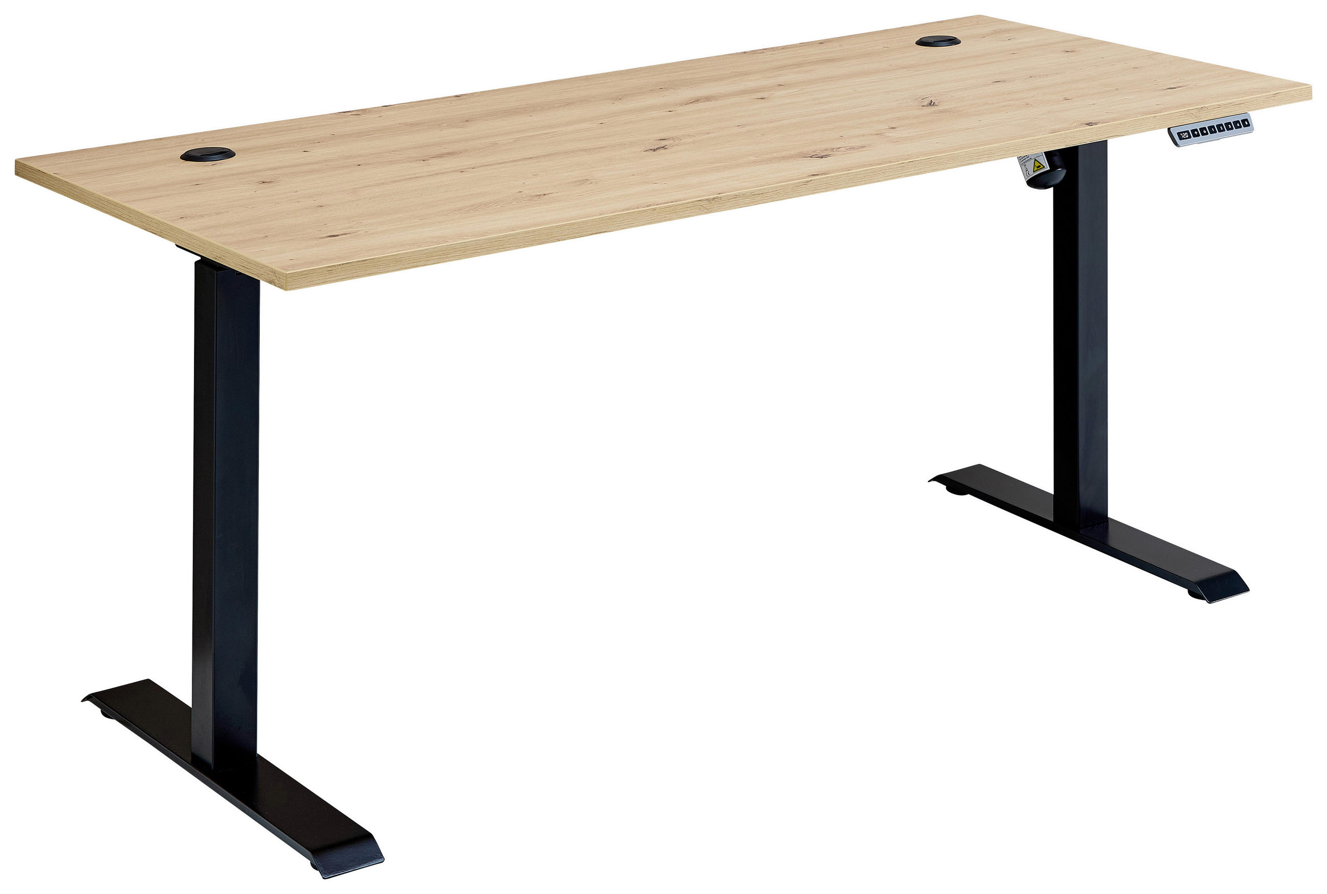 SCHREIBTISCH 160/77/72 cm Schwarz, Eiche Artisan  - Schwarz/Eiche Artisan, Modern, Holzwerkstoff/Metall (160/77/72cm) - MID.YOU