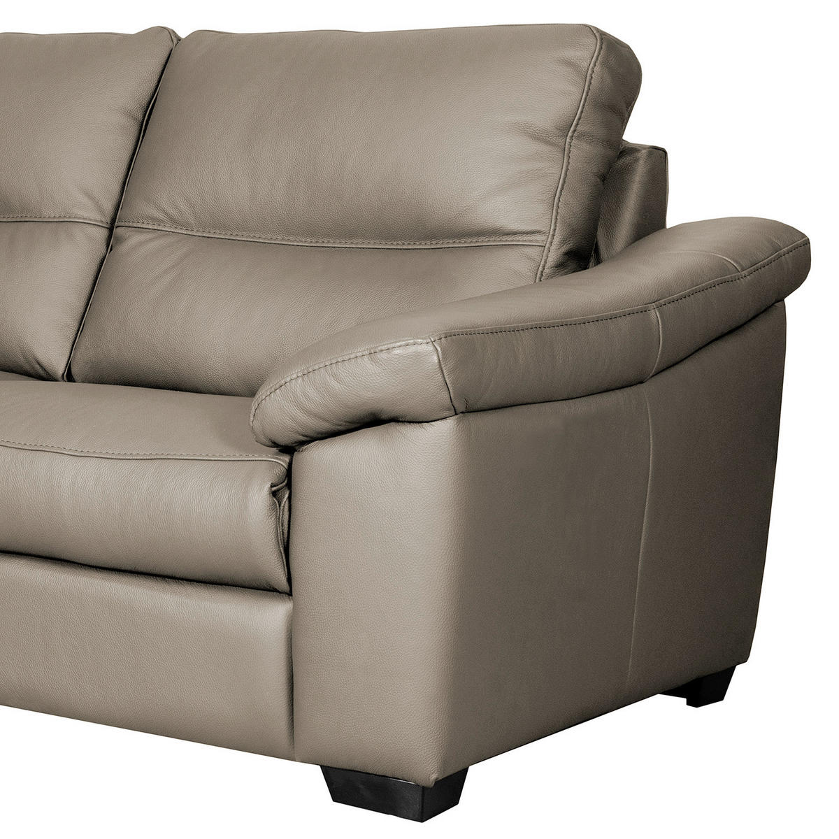 2-SITZER-SOFA  in Echtleder Grau   - Schwarz/Grau, Design, Leder/Holz (174/97/97cm) - Livetastic