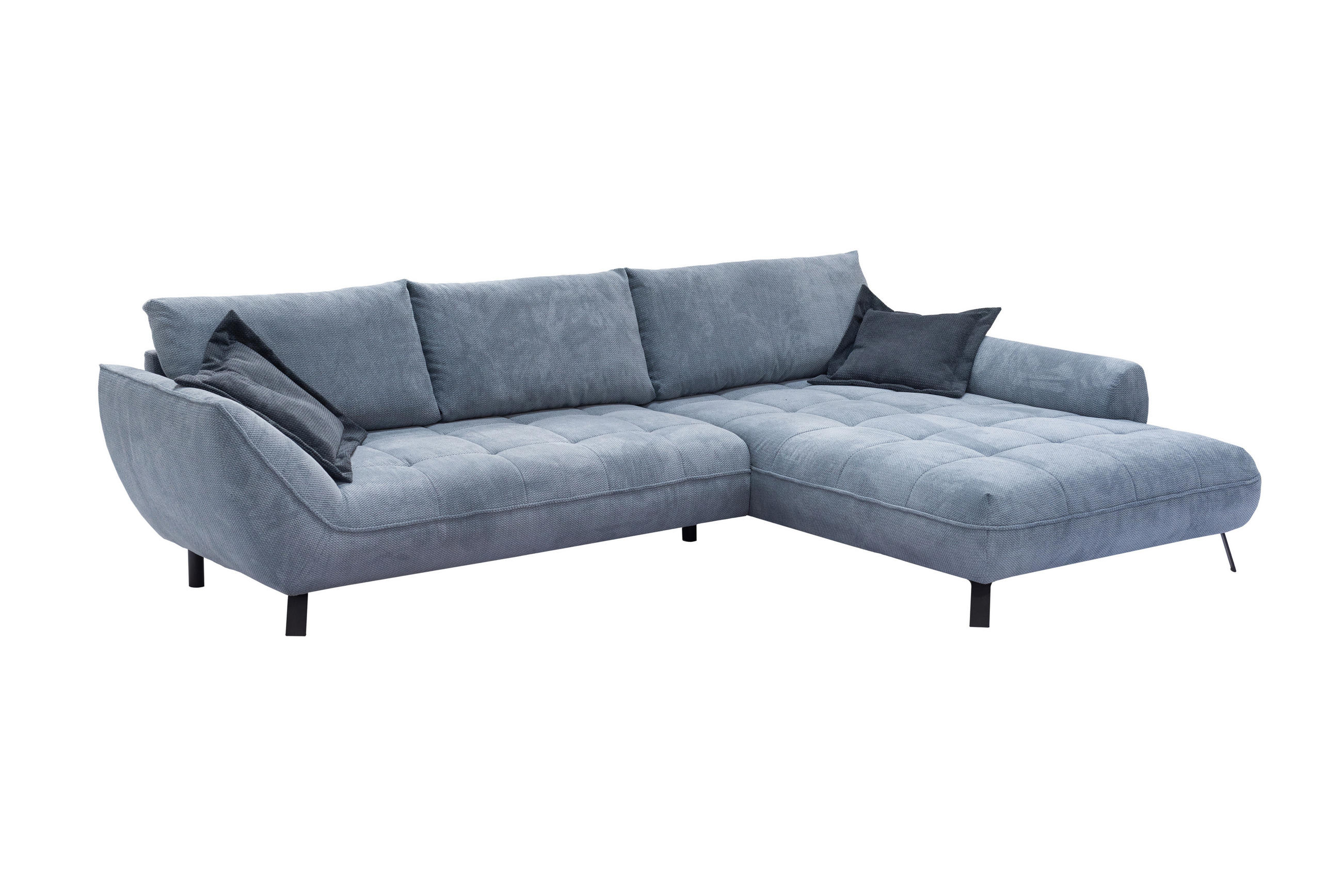 ECKSOFA in Struktur Blau  - Blau/Schwarz, Design, Textil/Metall (324/205cm) - Livetastic