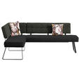 ECKBANK 169/225 cm  in Schwarz, Dunkelbraun  - Dunkelbraun/Schwarz, Design, Textil/Metall (169/225cm) - Dieter Knoll