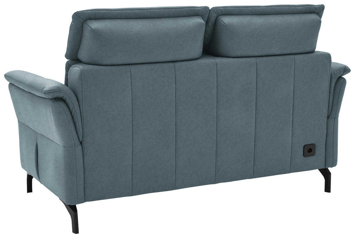 2-SITZER-SOFA in Echtleder Graublau  - Graublau/Schwarz, Konventionell, Leder/Metall (178/103/92cm) - Dieter Knoll