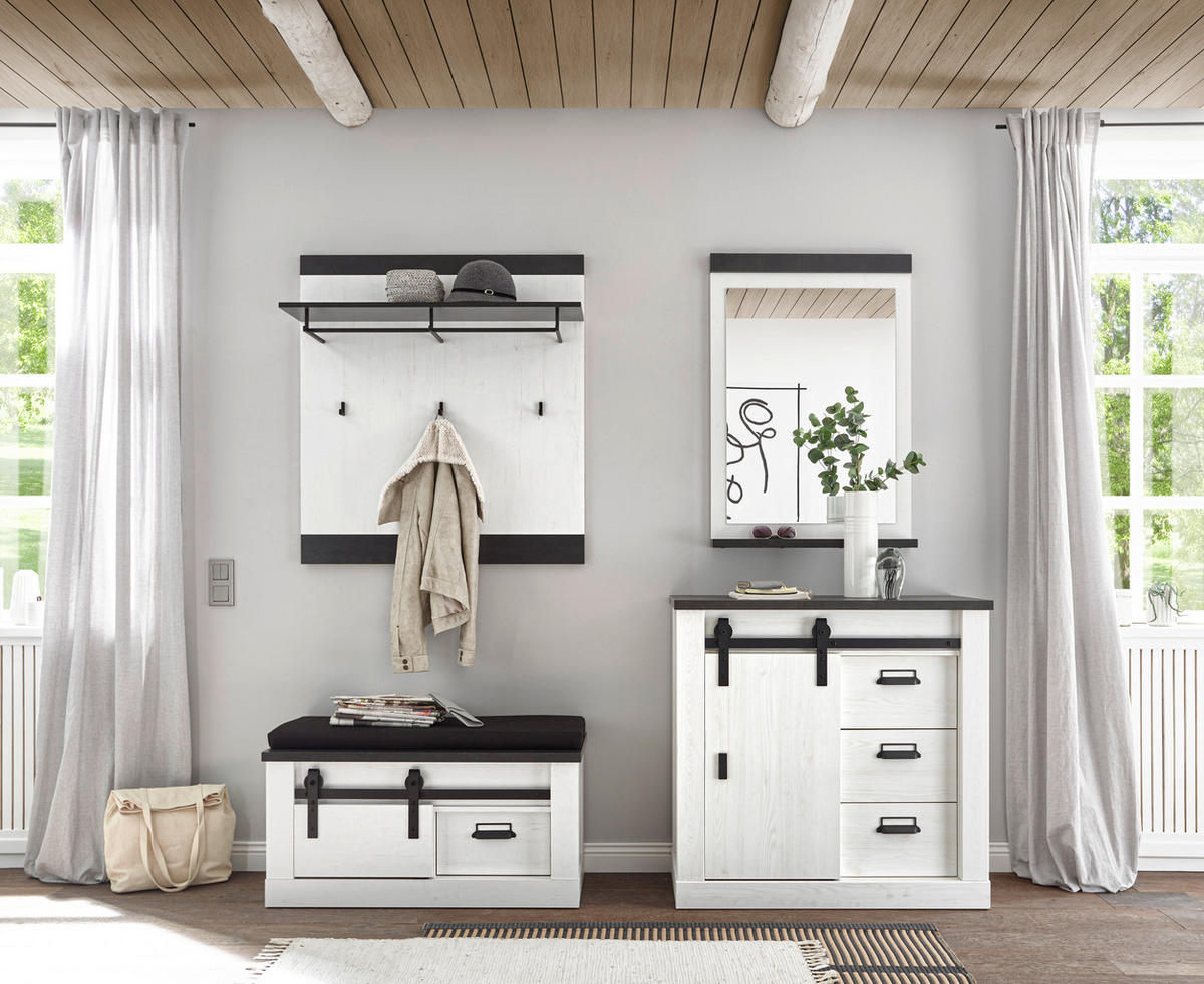 GARDEROBE 5-teilig  in 206/200/43 cm  - Anthrazit/Weiß, Design, Glas/Holzwerkstoff (206/200/43cm) - Modante