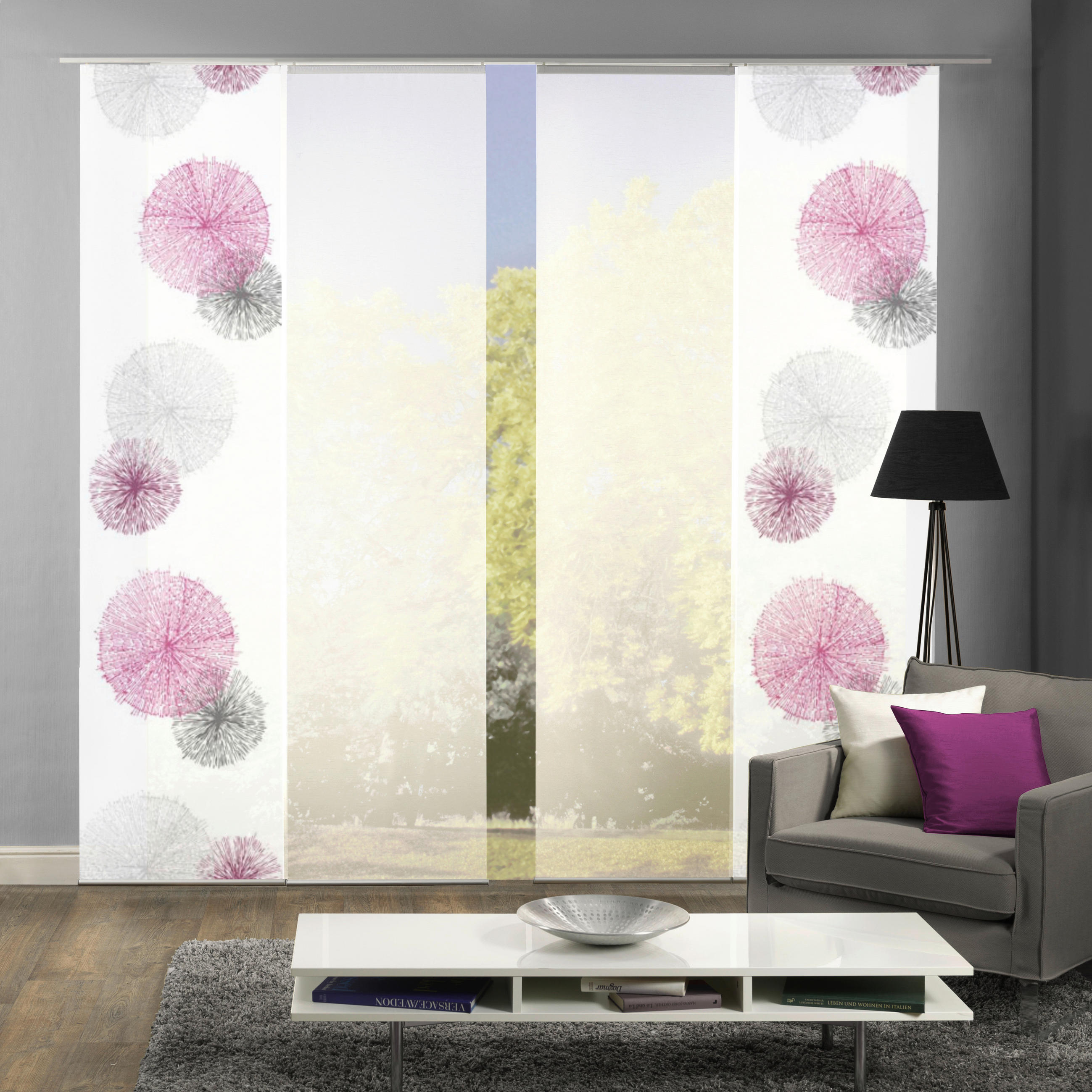 FLÄCHENVORHANG RAWLINS, 4-TLG.  4 Stück  blickdicht   60/245 cm  - Flieder, Basics, Textil (60/245cm)