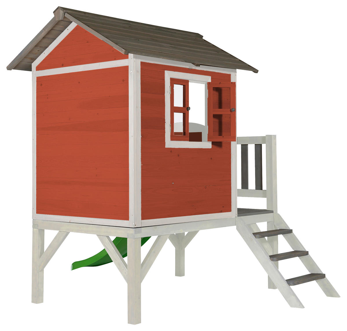 SPIELHAUS 261/189/168 cm SPIELHAUS SUNNY LODGE XL  - Rot/Weiß, Basics, Holz (261/189/168cm) - Ambia Garden