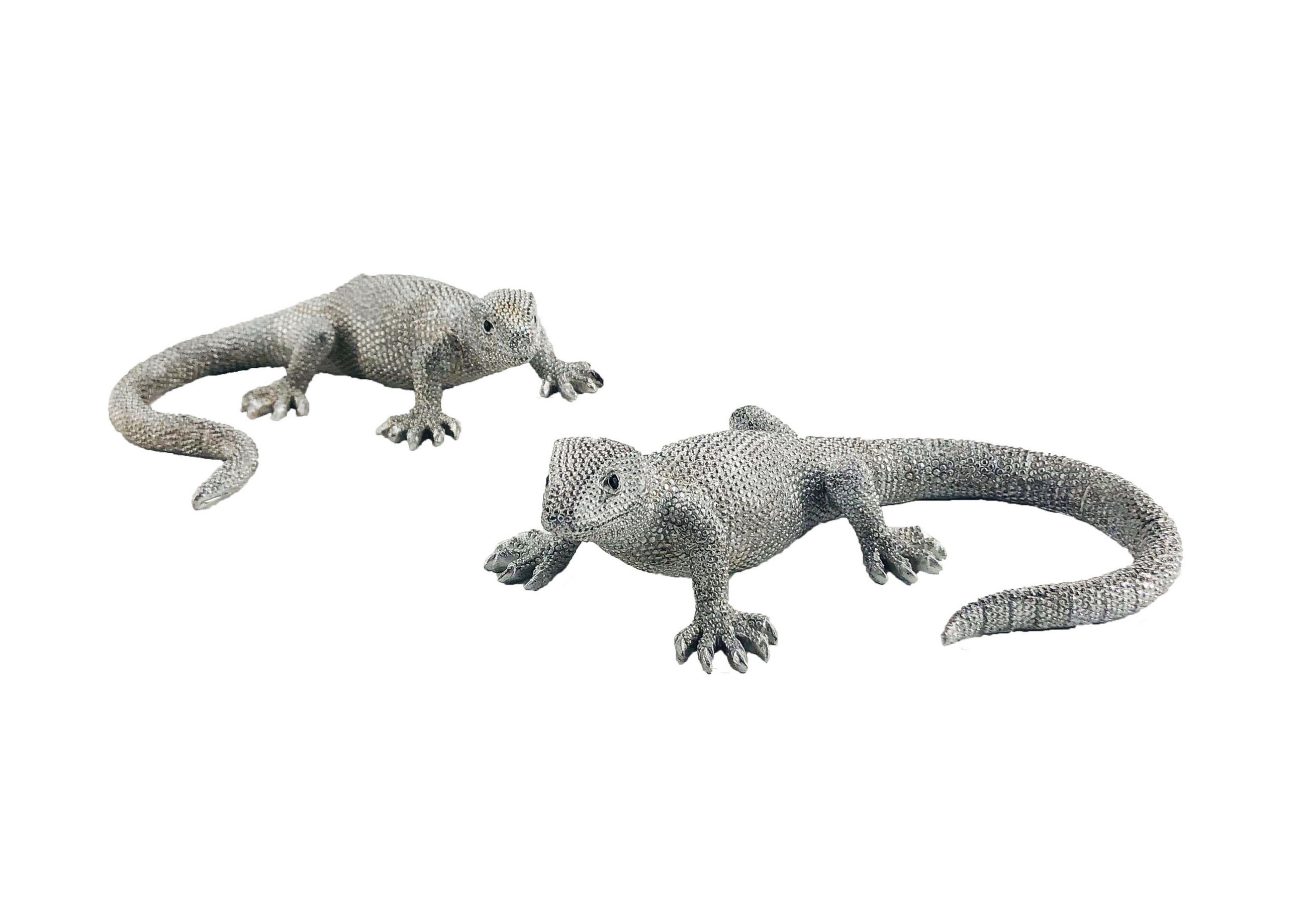 DEKOR GEKKÓ - ezüstszínű, Basics, műanyag (17/12/5cm) - Ambia Home