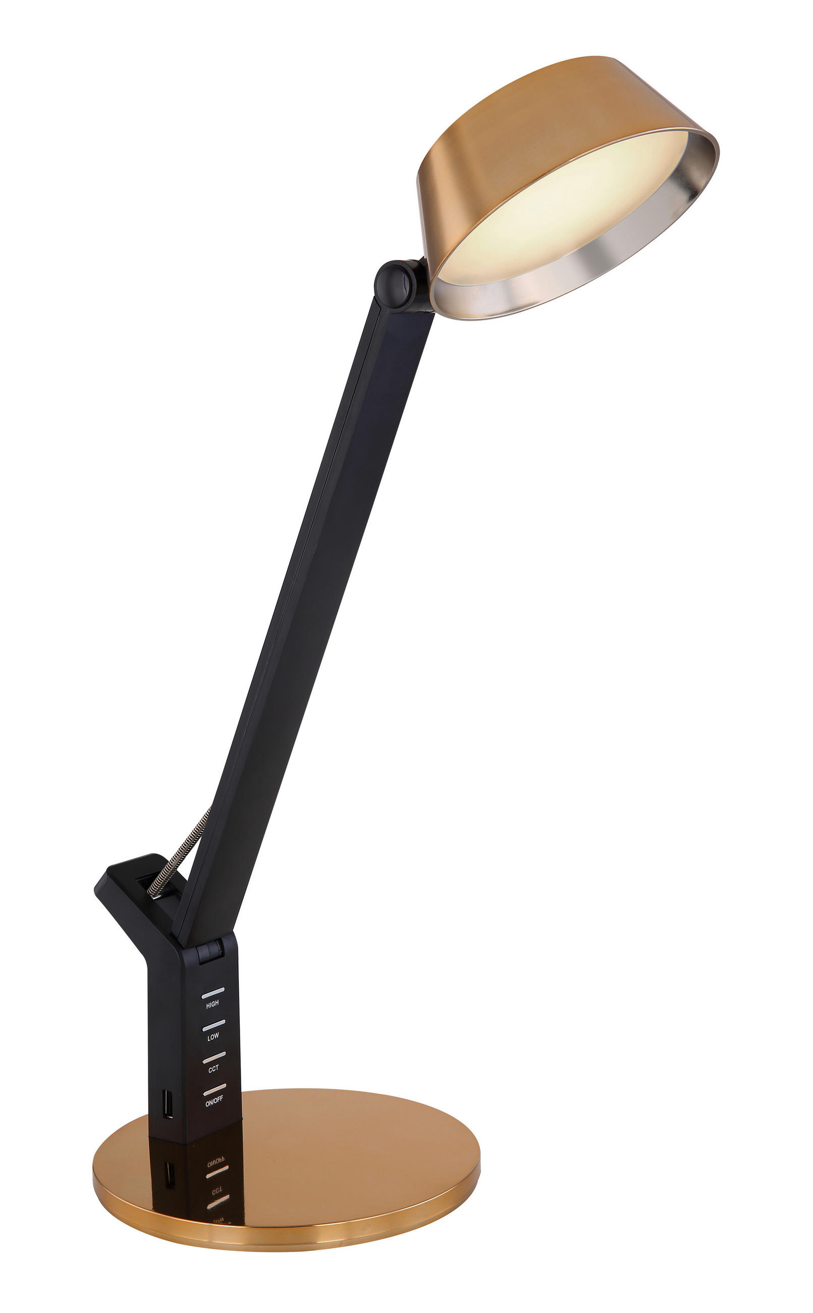 LED ÍRÓASZTALI LÁMPA - fekete/aranyszínű, Basics, műanyag/fém (48/17/51,5cm)