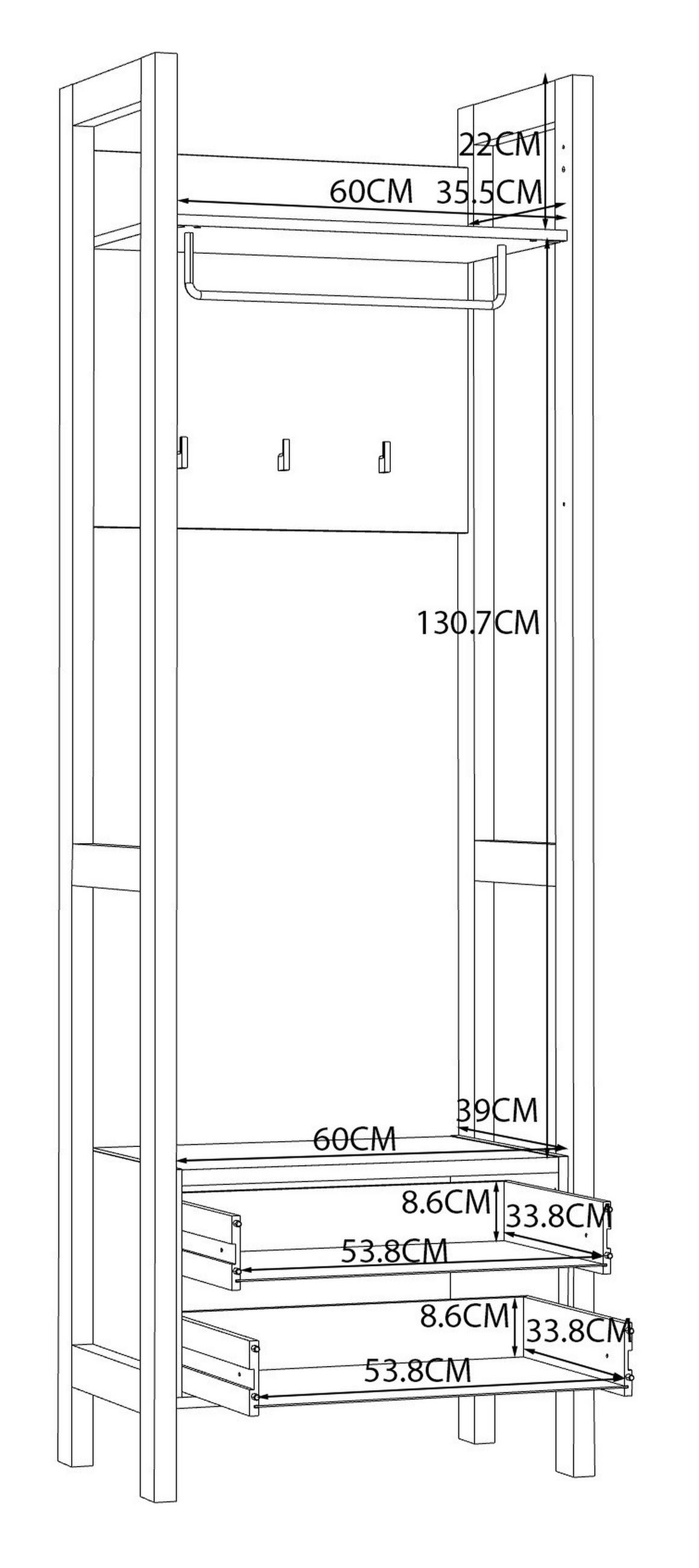 GARDEROBNI PANEL  bijela, boje hrasta   drvni materijal  - bijela/boje hrasta, Moderno, drvni materijal (67,2/200,1/41,2cm) - Hom`in