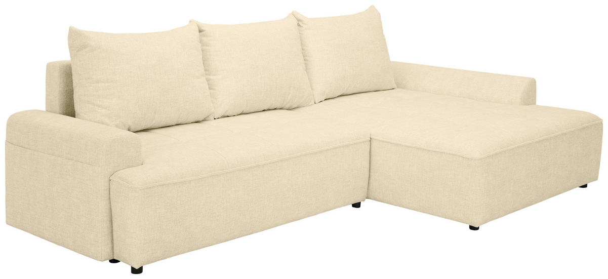ECKSOFA Creme Mikrofaser  - Creme/Schwarz, KONVENTIONELL, Kunststoff/Textil (295/169cm) - Carryhome