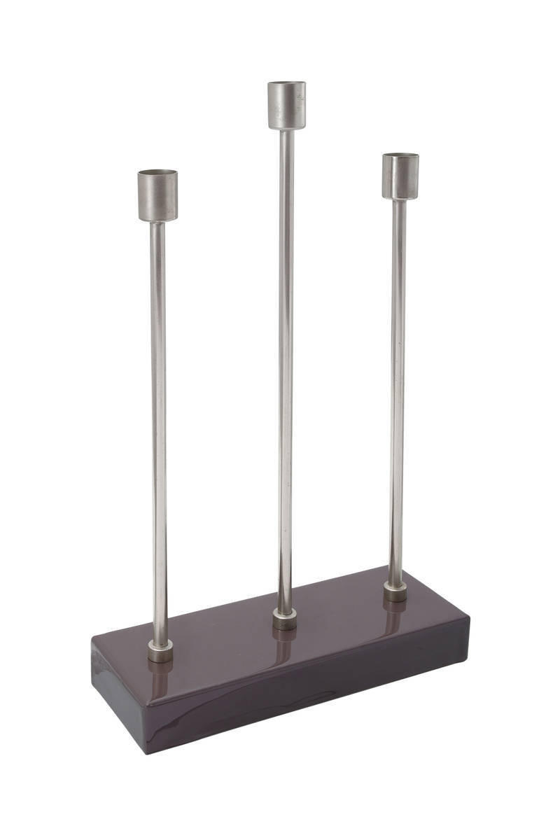 KERZENHALTER - Lila/Silberfarben, Trend, Metall (26/39,5/9cm) - Kayoom