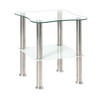 BEISTELLTISCH 40/40/47 cm Klar, Weiß, Edelstahlfarben formgebogen  - Klar/Edelstahlfarben, Design, Glas/Metall (40/40/47cm) - Carryhome