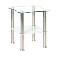 BEISTELLTISCH - Klar/Edelstahlfarben, Design, Glas/Metall (40/40/47cm) - Carryhome