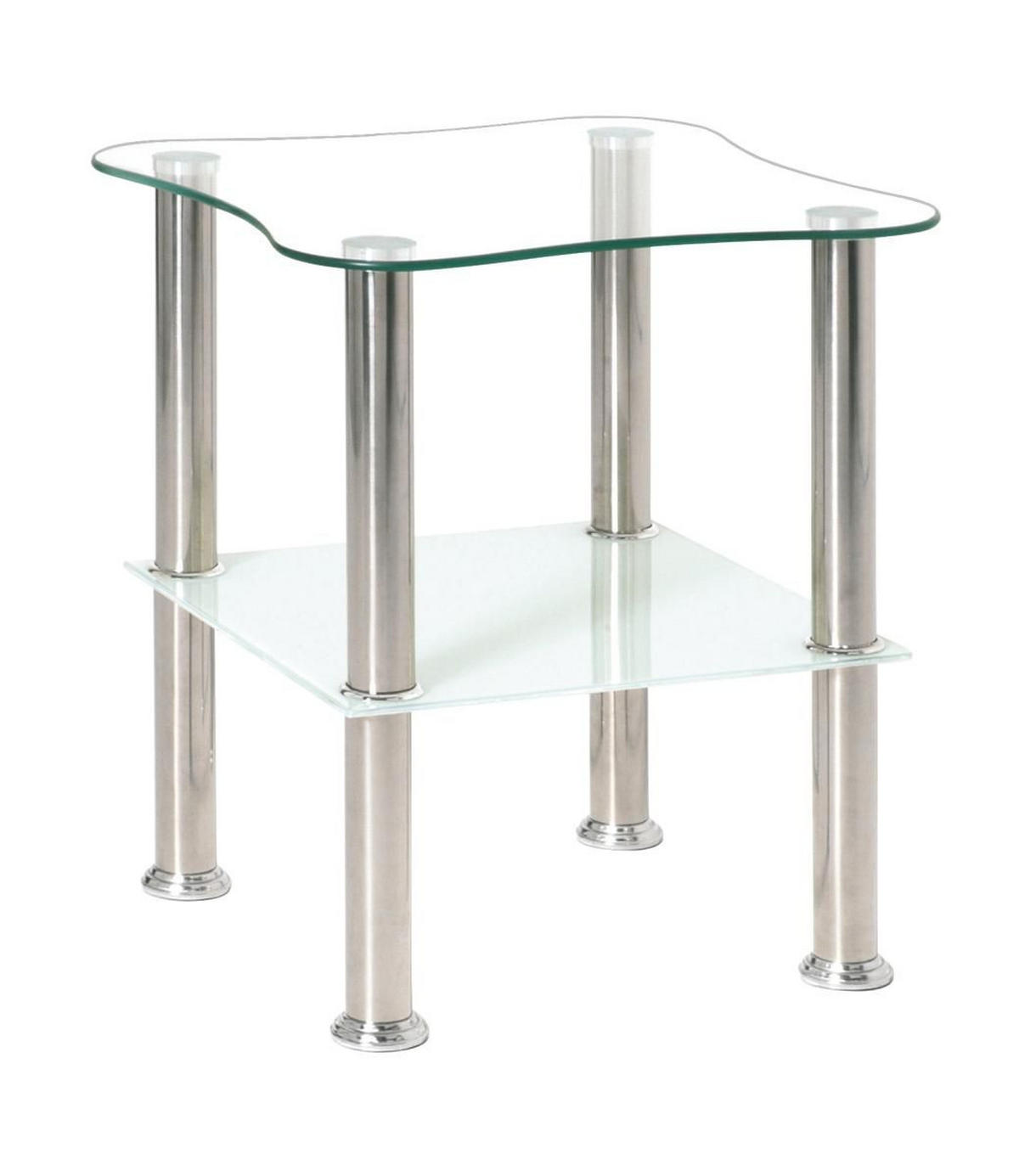 BEISTELLTISCH - Klar/Edelstahlfarben, Design, Glas/Metall (40/40/47cm) - Carryhome