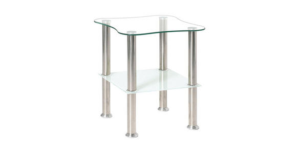 BEISTELLTISCH in Metall, Glas 40/40/47 cm  - Klar/Edelstahlfarben, Design, Glas/Metall (40/40/47cm) - Carryhome